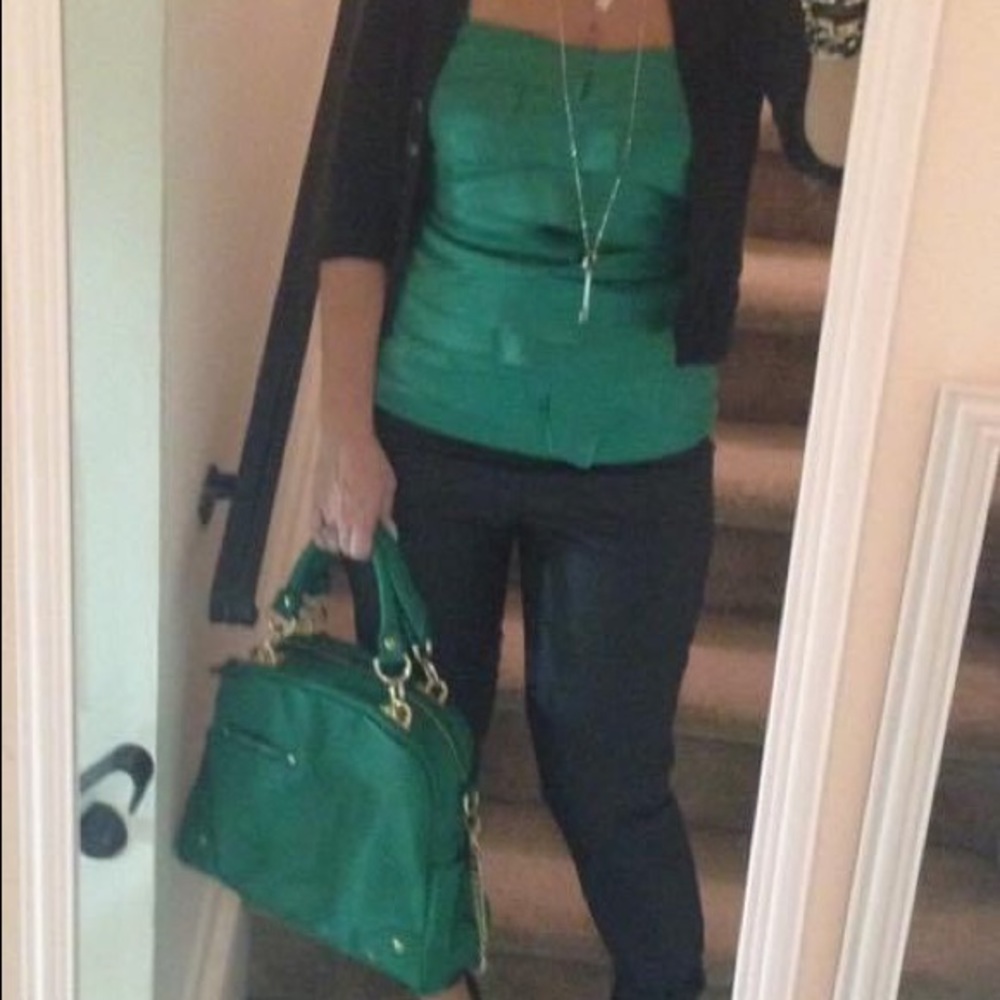 Shamrock green satin cami w built in bra